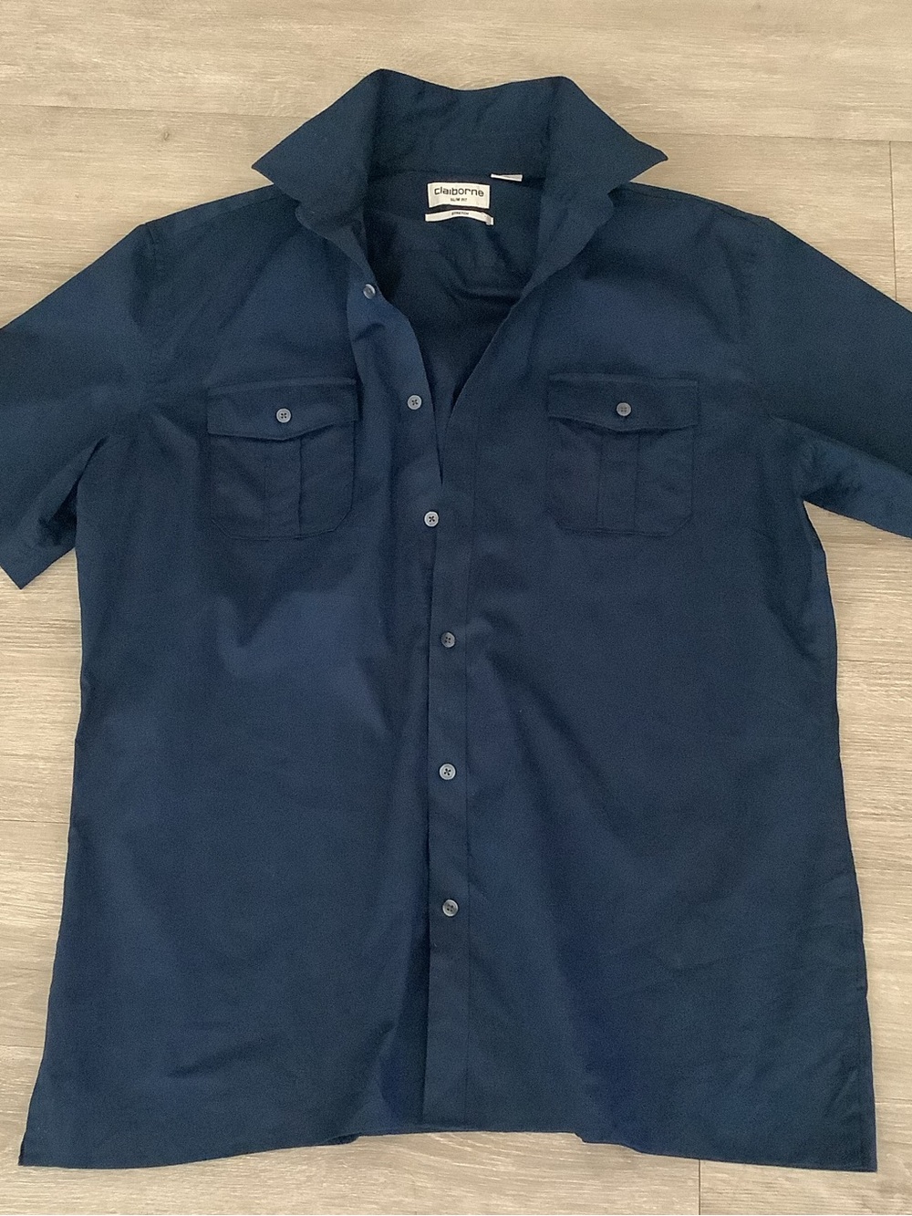 Claiborne Dark Navy Short-Sleeve Button-Down Shirt